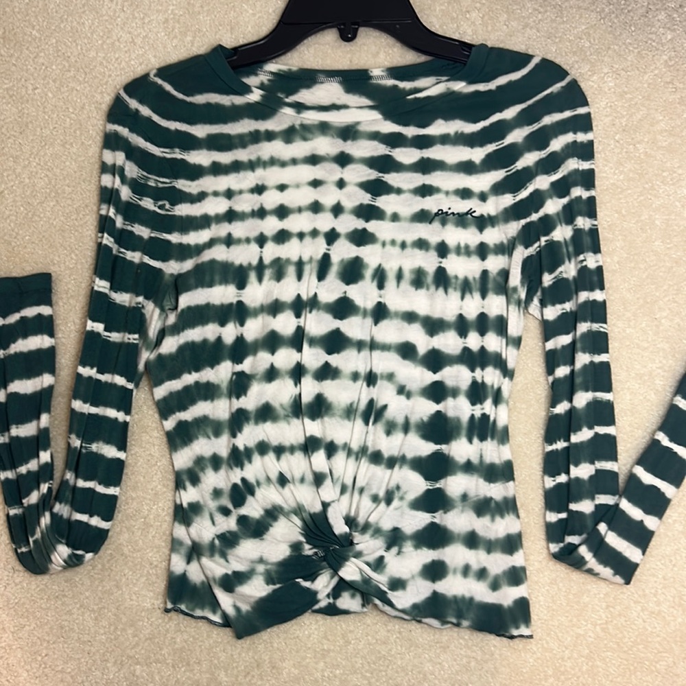 PINK, size XS, tie dye dark green